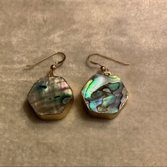 New Solid Abalone Shell Hanging Earrings - Picture 4 of 5